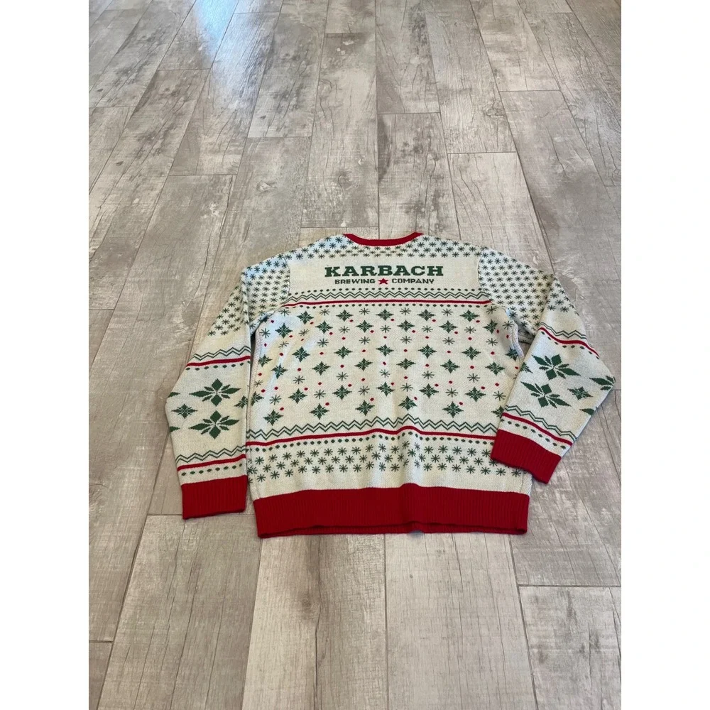 Shinesty Mens Christmas Story Leg‎ Lamp Sweater Karbach Brewing White Large